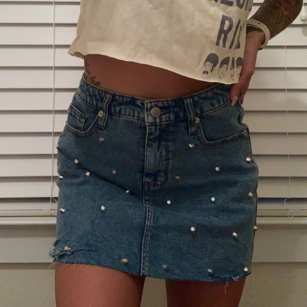 Denim Studded Skirt